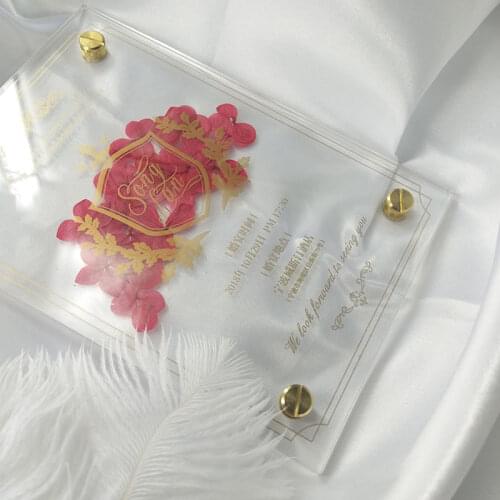 Customized Transparent Eternal Flower Acrylic Net Red Invitation Hot Stamping Wedding Invitation Creative Business Invitation
