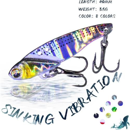 KoKossi 1PCS 40MM/3.5G Vibration VIB Fishing Hard Lures 3D Eyes Artificial Metal Bait Pencil Spinner Spoon Fishing Sports Tackle