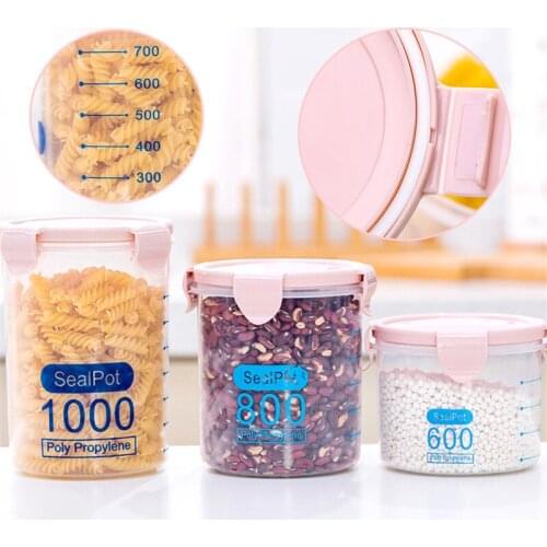 Food Preservation Container Coarse Cereals Grains Jar Scale Bottle Fresh Pot Kitchen Storage Cans Sealing Box Tank 600-1000ml
