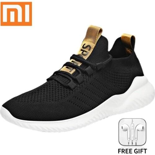 Xiaomi Fashion Men Sneakers Mesh Casual Lace-Up Male Shoes Lightweight Breathable Vulcanize Walking Sneakers Size 39-46
