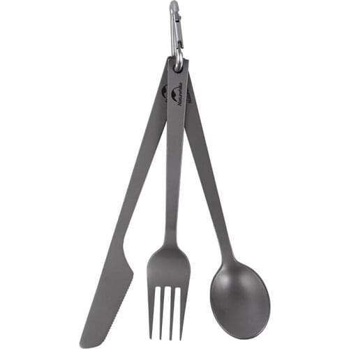 Lightweight Titanium Cutlery Knife Fork Spoon Ultralight Portable High Strength Three in One Cutlery NH19T012-D Naturehik