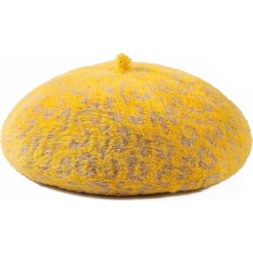 Leopard Color Wool Womens Womens Beanie Winter Hat Newsboy Cap For Female Retro Mainly For Womens Winter Wool