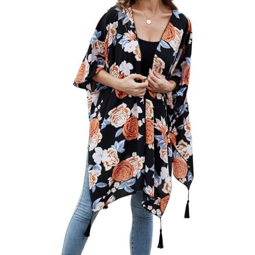 Summer Womens Kimono Cardigan Long Wrap Loose Shawl Boho Beach Wear Cover Up