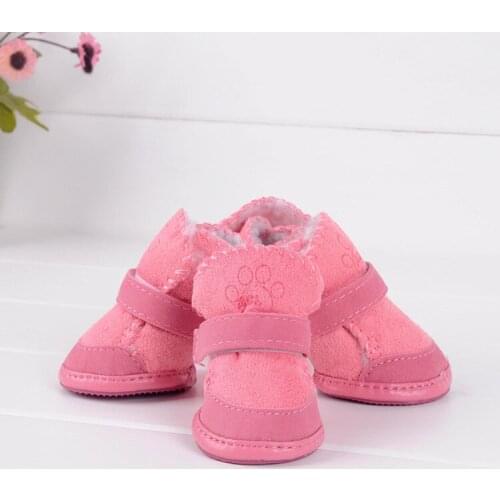 Cute lambskin footprints Pet Shoes Winter Warm Shoes for Dogs Boots Snow Walking Cotton Blend Puppy Sneakers Pet Boots
