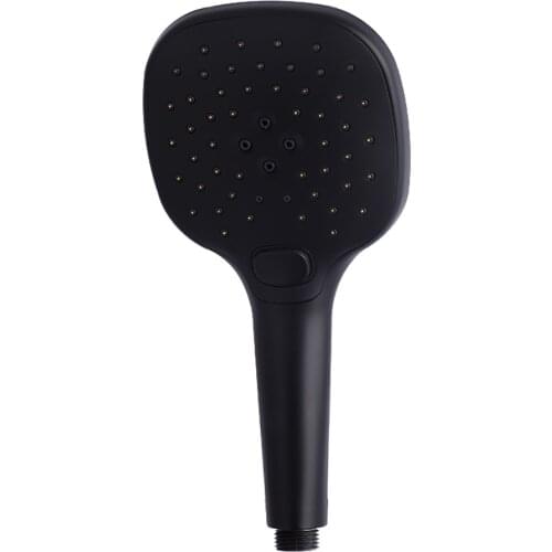 Contemporary ABS Plastic Large Square Rain Rainfall High Pressure Self-Clean Black Bathroom Hand Shower Head With Button