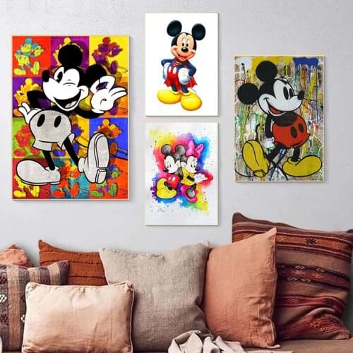 Graffiti Art Disney Mickey Mouse Poster and Print Cuadros Wall Art Picture Street Art Canvas Paintings for Bedroom Home Decor