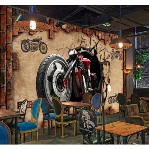 Custom 3D wallpaper mural retro car broken wall 3D personalized wallpaper wallpaper ktv interior decoration painting