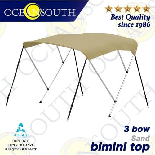 Oceansouth 3 Bow Bimini 1.5-2.1m 25mm Aluminium Tube Marine Grade Boat-cover Top Canopy Water Sun proof UV Protection Sand