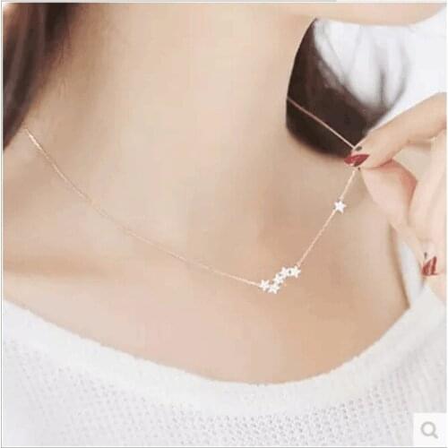 Korean New Charm Crystal Star Necklaces Pendants For Women Statement Jewelry Choker Necklaces Bijoux Kolye