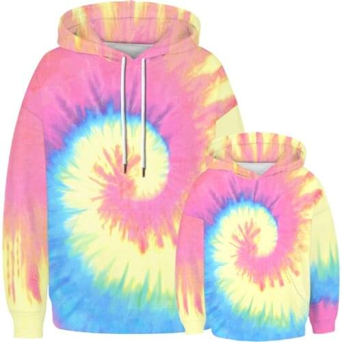 Tie-Dye Digital Printing Autumn and Winter Fashion Adult Childrens Pullover Long-Sleeved Sweater Trendy Brand Pullover Top
