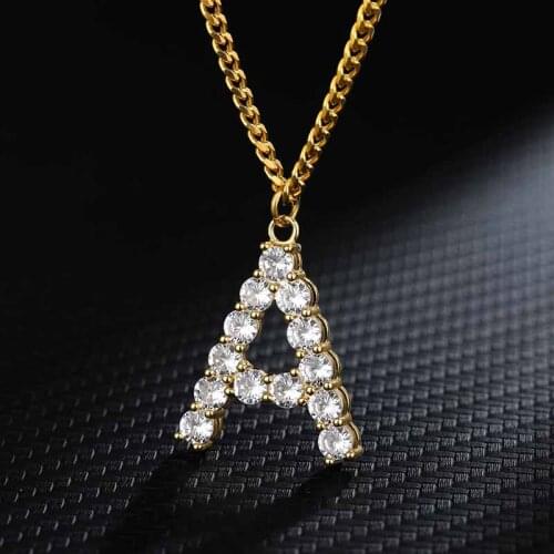 Zircon Initial Necklace for Women A-Z Letter CZ Necklace Alphabet Pendant Punk Choker Hip-Hop Vintage Jewelry Gift collier femme