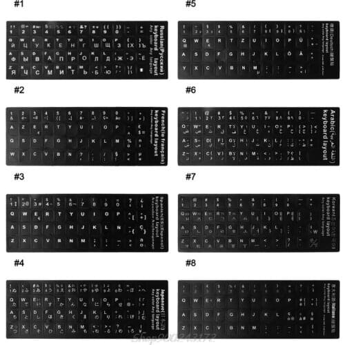 Durable Russian/French/Spanish/Japanese/German/Arabic/Korean/Italian Keyboard Language Sticker Black Background Jy30 20 Dropship