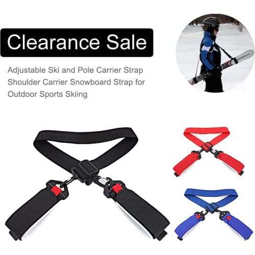 Adjustable Nylon Ski and Pole Carrier Strap Shoulder Carrier Snowboard Strap for Outdoor Sports Skiing