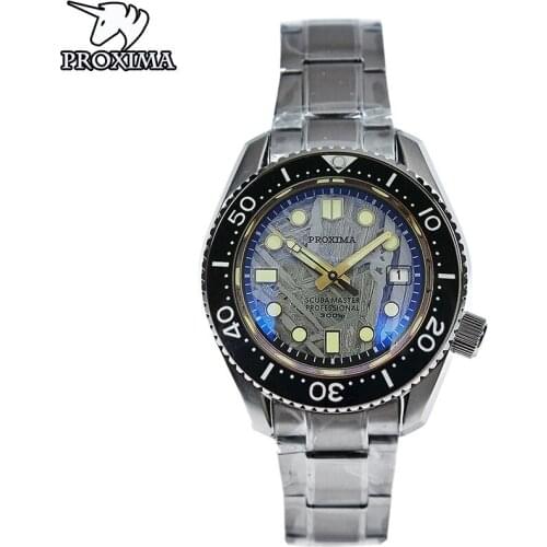 Proxima 2021 Business Mens Casual Mechanical Watch Automatic Steel Anti-NH35 Diving Watch C3 Mens 300m Sapphire Watch PX1683