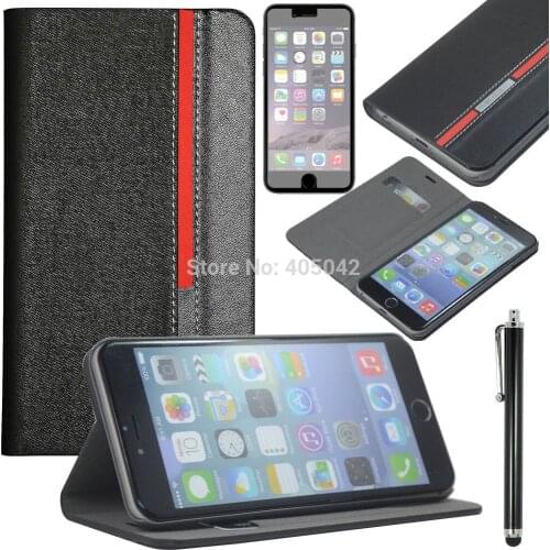 Luxury Slim Flip PU Leather Stand Case Wallet Cover For Apple iPhone 6/6S Plus 5.5"+FILM+STYLUS
