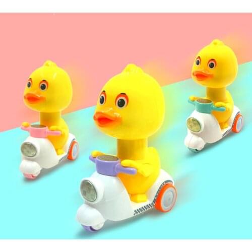 Fun cartoon motorcycle little yellow duck car toy press running little yellow duck toys for children
