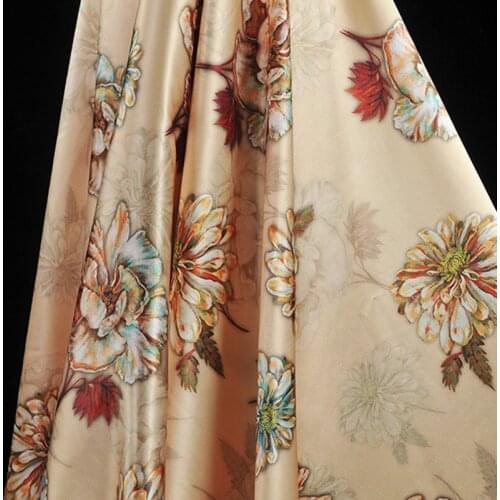 114CM 40MM Floral Print Heavy Silk Satin Fabric for Summer Spring Dress Blouse Jacket Shirt Scarf Pants 222