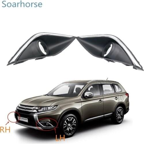 Soarhorse Car Chrome Front Bumper Fog Light bezel Fog Lamp cover Frame For Mitsubishi Outlander 2016 2017 2018
