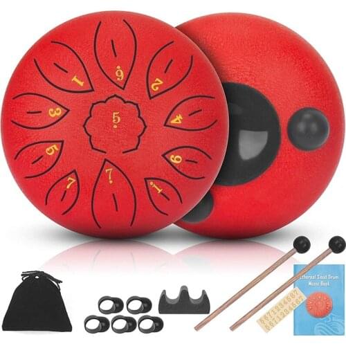 Steel Tongue Drums 11 Notes 6 Inch Musical Drum, Metal Hand Drum Percussion Instrument With Drum Mallets