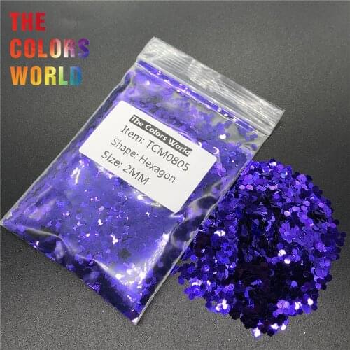 TCM0805 Eggplant Purple Color Metallic Luster Hexagon Shape Nail Glitter Nail Art Decoration Makeup Nail Gel Henna Handwork DIY