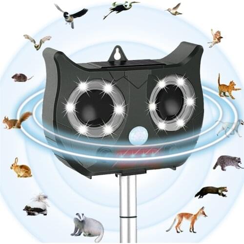 Ultrasonic Animal Repeller Solar Powered Waterproof Outdoor Wild Animals Away Like Deer Raccoon Rabbit Squirrel Cat Dog Bird