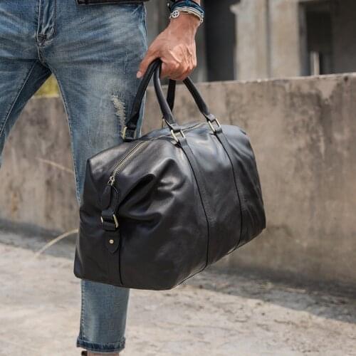 Vintage Handbag Leather Large Capacity Business Trip Shoulder Bag Casual Cowhide Men