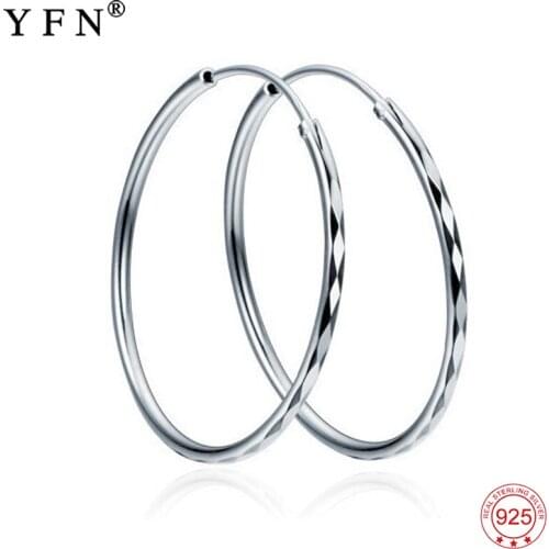 925 Sterling Silver Vintage Classic Circle Round Hoop Earrings Charming Fashion Jewelry For Women Gifts GNE0815