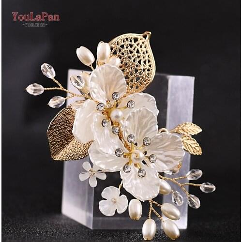 YouLaPan HP269 Trendy Crystal Pearl Hair Combs Golden Bridal Hair Jewelry Head Piece Flower Bridesmaid Side Comb Hair Pins