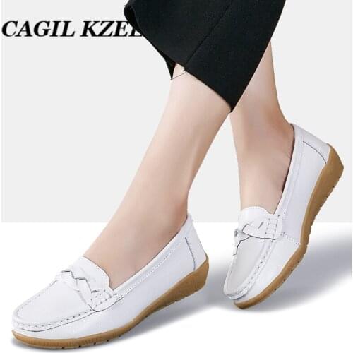 CAGILKZEL 2019 Spring Autumn Leather Shoes Women Flats Casual Shoes Woman Slip-on Loafers Ballet Flats Ladies Shoes Slipony