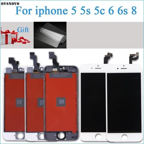 No Dead Pixel LCD For iPhone 6 Display For iPhone 5s 6s 8 Screen Touch Digitizer Assembly+Tempered Glass Replacement