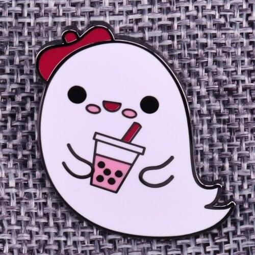 Cute ghost Girl Kawaii Halloween spooky Cricut Enamel Pin Badge