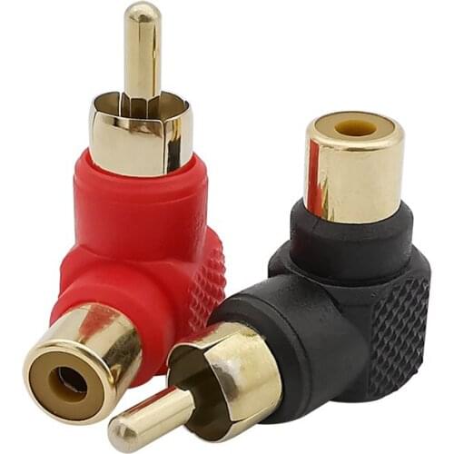1Pair Elbow RCA Connector RCA Male to Female Right Angle Audio Plug Jack Converter Adapter Black Red