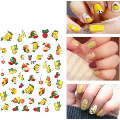 1 Pcs Cute Stickers for Nails Fruit Pineapple Watermelon Lemon Patterns Nail Stickers Manicure Stickers for Nail Art Decorations