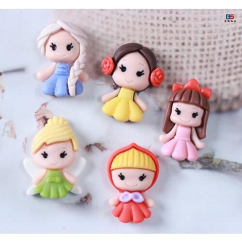 10pcs Cute Cartoon Princess Girl Flat Back Resin Cabochon Scrapbook for Decoration Crafts Applique DIY Hair Bows Accessories