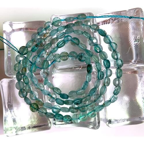 4mm Natural Blue Apatite Stone Beads 15'' Faceted Coin Button DIY Loose Beads For Jewelry Making Beads Women Accessories Gift