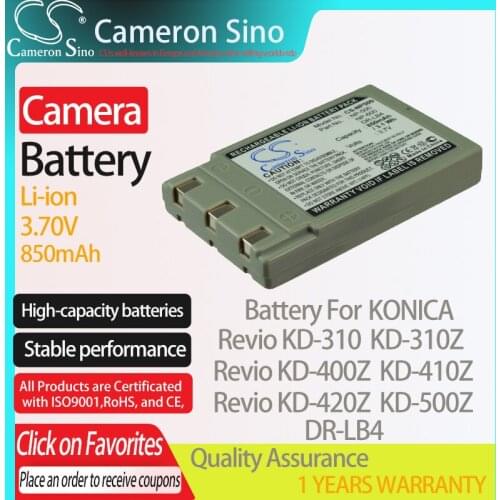 CameronSino Battery for KONICA Revio KD-310 Revio KD-310Z Revio KD-400Z Revio KD-410Z fits MINOLTA NP-500 NP-600 camera battery