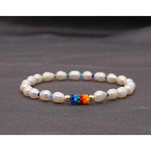 Shinus Boho Miyuki Bracelet For Girl Jewelry 2021 Bohemia Real Pearls Beaded Bracelets Rainbow Jewellery Women Gift for Her
