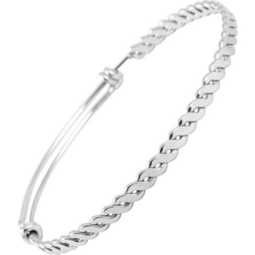 IJB0273 50pcs Stainless Steel Accessories DIY Bangle Beads Charms Adjustable Expandable Bangles Bracelets for Women /Men