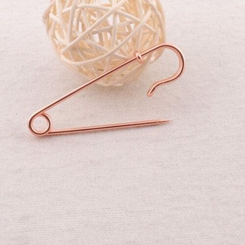 10 Pcs Rose Gold Safety Pins,Brooch Stitch Markers Metal Brooch Bar Safety Pins Fasteners-65mm