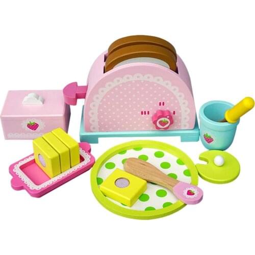 Kids Wooden Pretend Play Sets Simulation Toasters Bread Maker Baking Kit Game Mixer Kitchen Role Early Learning Learning Toy