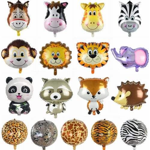 Jungle Animals Foil Balloon Cartoon Lion Panda Tiger Balloon Safari Theme Birthday Party Decoration Baby Shower Air Balls Supply