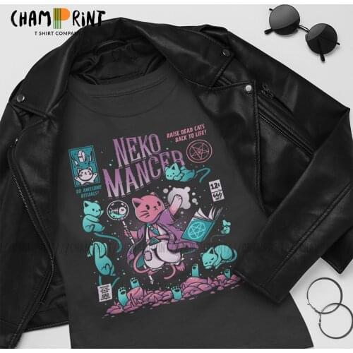 Nekomancer Tees Top Neko Mancer Vaporwave Womens T Shirts Aesthetic Dead Cats T-shirt Back To Life Gothic Witch Clothing