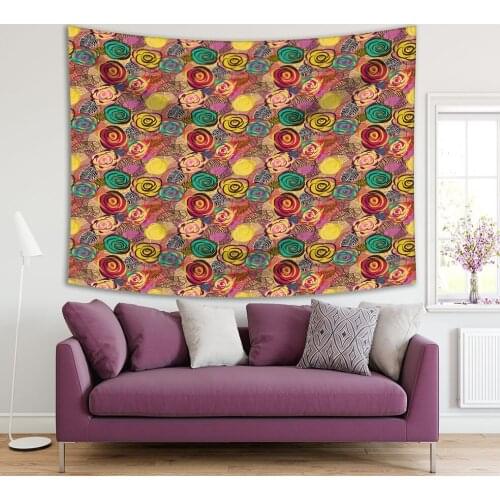 Tapestry Colorful Roses Summer Flowers Nature Classic Floral Artwork Printed Yellow Green Fuchsia Purple Blue