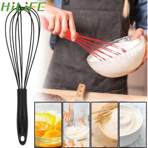 HILIFE Egg Tool Silicone Cooking Tools Non-Slip Easy to Clean Egg Beater Cream Whisk Kitchen Accessories Manual Milk Frother
