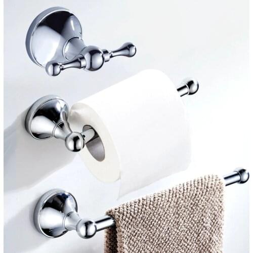 Chrome Bathroom Accessories Sets Brass Wall Mounted Robe Hook Toilet Paper Roll Holder Towel Ring Hanger Bathroom Hardware Set