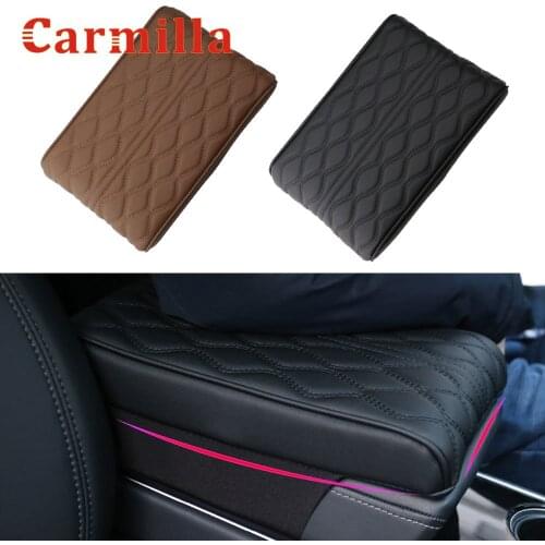 Carmilla Leather Car Armrest Pad Cover Center Console Armrests Box Cushion Hand Supports for Tesla Model 3 2016-2020 Accessories