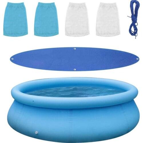 Round Pool Cover 2.45/3/3.6/4.5 M Water Resistant 210D Portable Protective Swimming Inflatable Pool UV-resistant Waterproof