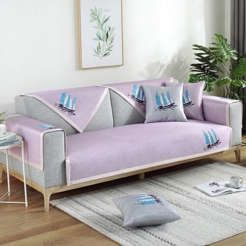Summer Cool Breathable Smooth Ice Mat Sofa Towel Non Slip Sleeping Armrest Backrest Cushion Home Decoration