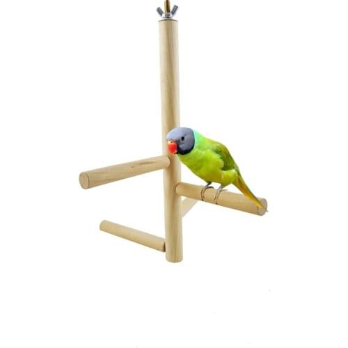 LHXMAS PET TOYS Tiger skin parrot rotating stand bar 4 Grade round wood a winding stair Four-level rotating stairs toy