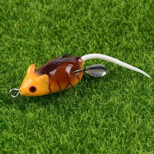 LINGYUE Topwater Mouse Wobbler Fishing Lure 5cm 9g Soft Silicone Bait With Small Spoon Attract Isca Artificial Leurre For Bass